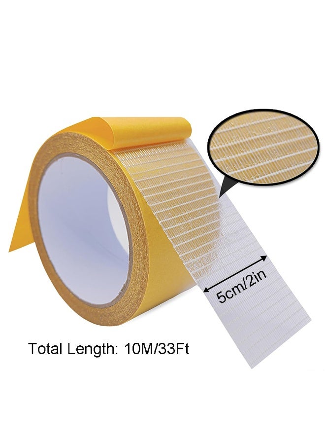 شريط لاصق مزدوج الوجه للملابس، 5 سم × 10 م (2 بوصة × 33 قدم) شريط لاصق قوي مزدوج الوجه للملابس والستائر والسجاد، شديد التحمل - Image 1